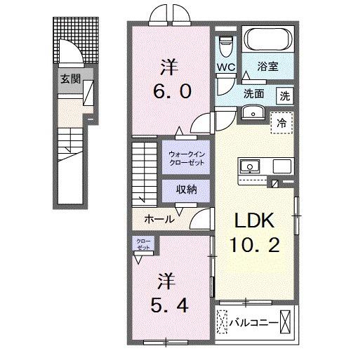 アーバンツリーⅡ(2LDK/2階)の間取り写真