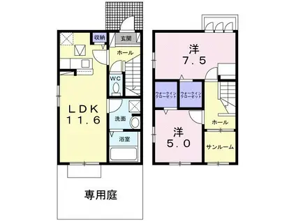 メゾン サカエⅤ(2LDK/1階)の間取り写真
