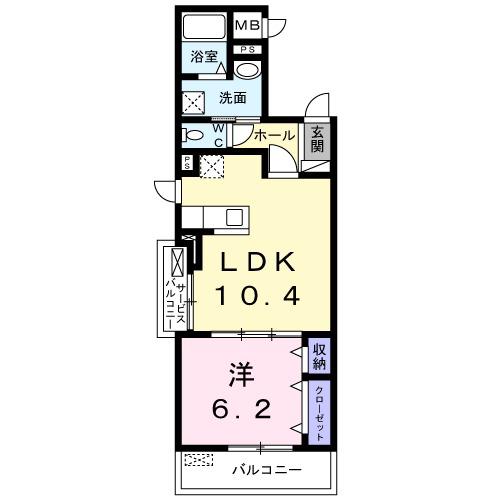 エレガンス・ヒルⅡ(1LDK/2階)の間取り写真