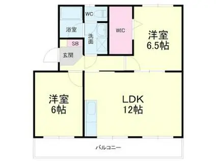 早出グリーンコーポ(2LDK/1階)の間取り写真