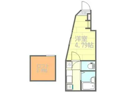 アンソレイユ上大岡(1K/2階)の間取り写真