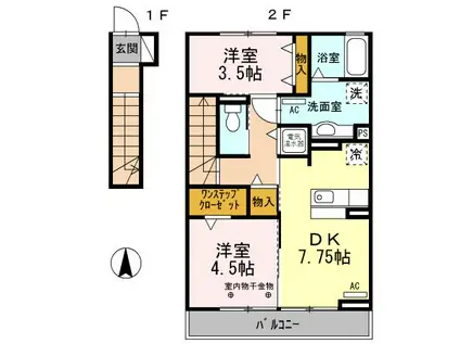 レジデンス月/レジデンス星レジデンス星(2DK/2階)の間取り写真