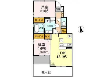 YOKOIHOUSEⅧ(2LDK/1階)の間取り写真