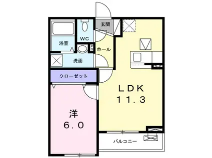 プリマヴェーラ和弘1(1LDK/1階)の間取り写真