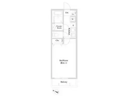 ブランミュール西馬込Ⅲ(1K/2階)の間取り写真