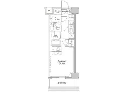 ザ・パークハビオ下北沢(1K/2階)の間取り写真