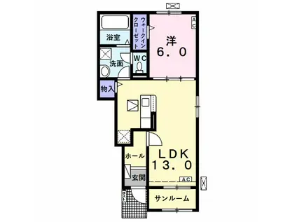グローブ A(1LDK/1階)の間取り写真