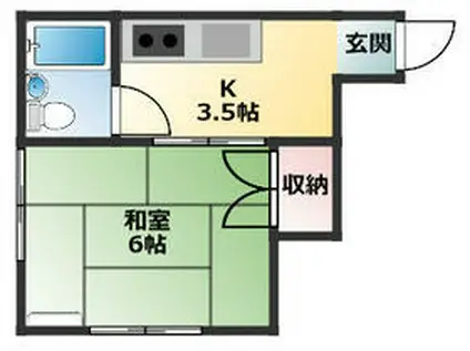 川島ハウス(1K/2階)の間取り写真