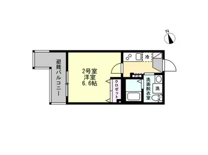 ベイルーム横浜金沢八景(1K/2階)の間取り写真