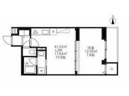 大田区蒲田本町1丁目マンション工事(1LDK/1階)の間取り写真