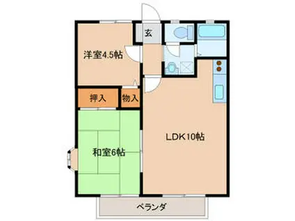 野澤スカイハイツC(2LDK/2階)の間取り写真