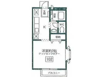 ボヌール(1K/1階)の間取り写真