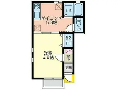 Mプレセンツ(1DK/2階)の間取り写真