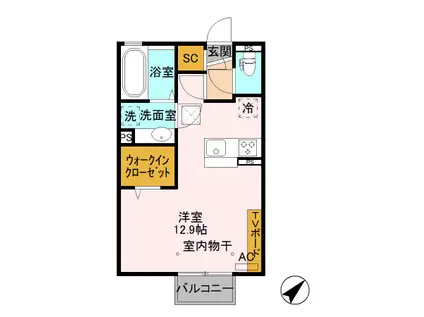 ルクセール(ワンルーム/1階)の間取り写真