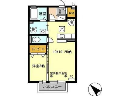 セジュール森乃腰(1LDK/1階)の間取り写真