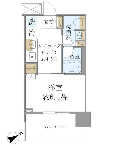 BRILLIA TOWER 浜離宮(1DK/10階)の間取り写真