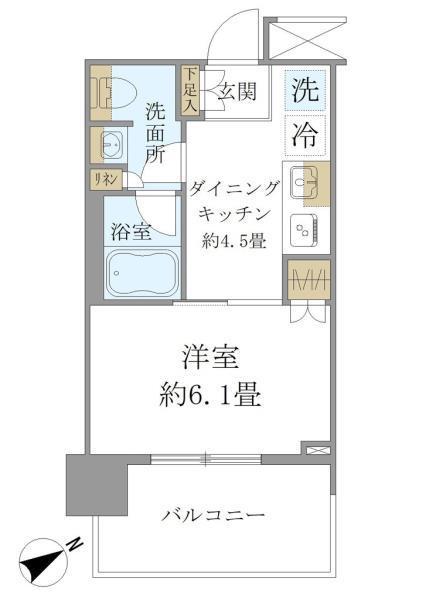 BRILLIA TOWER 浜離宮(1DK/11階)の間取り写真