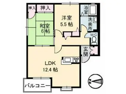 ラカーナ F棟(2LDK/2階)の間取り写真