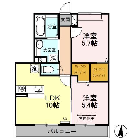 プレジオⅡ(2LDK/3階)の間取り写真