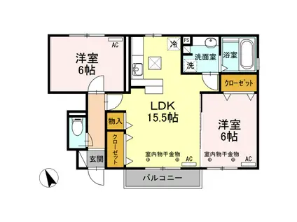 クイーンズタウンⅡ(2LDK/1階)の間取り写真