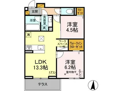 コンフォルト(2LDK/1階)の間取り写真