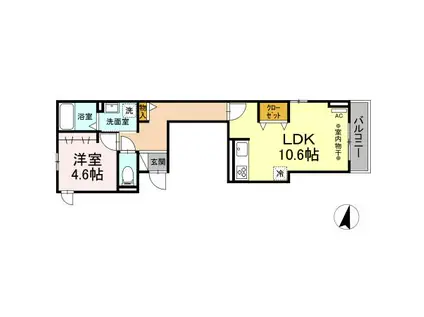 D-ROOM赤羽北(1LDK/2階)の間取り写真