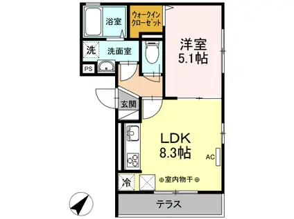 セリシール湘南 Ⅱ(1LDK/1階)の間取り写真