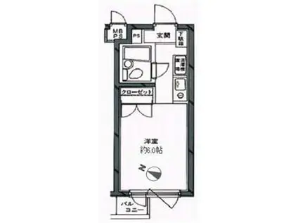 日神パレステージ代田橋(ワンルーム/5階)の間取り写真