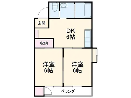 オラシオン登呂田(2DK/4階)の間取り写真
