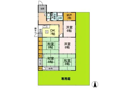 近鉄名古屋線 桑名駅 バス乗車時間：15分 大山田交番前バス停で下車 徒歩5分 1階建 築42年(5DK)の間取り写真