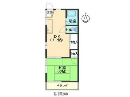 京成電鉄本線 京成小岩駅 徒歩5分 2階建 築43年(1DK/2階)の間取り写真