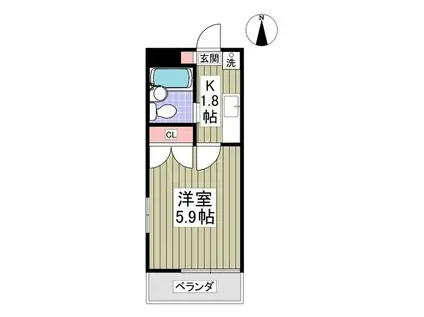 メゾン兵庫塚(1K/1階)の間取り写真