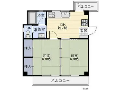 コーポ大島(2DK/3階)の間取り写真