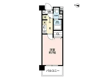 プレール・ドゥーク西川口Ⅱ(1K/1階)の間取り写真