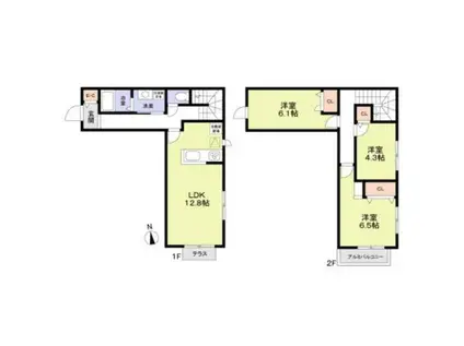 杉並区下高井戸2丁目計画 北棟(3LDK/1階)の間取り写真