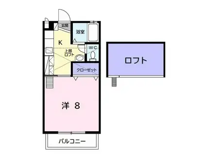 サンハイツ長者ヶ台A棟(1K/2階)の間取り写真