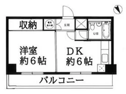 陽輪台第2あざみ野(1DK/2階)の間取り写真