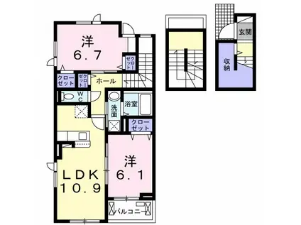 カーサ・エスカリエ(2LDK/3階)の間取り写真