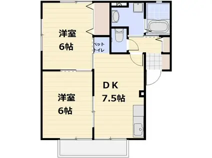 サンシティー本宿2C(2DK/2階)の間取り写真