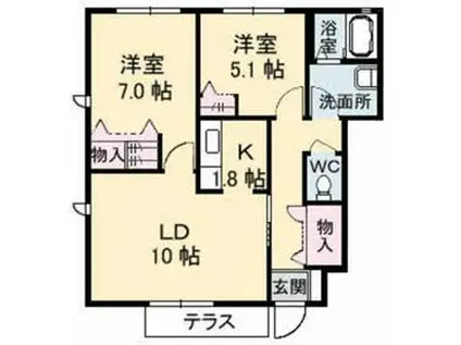 コンフォール A(2LDK/1階)の間取り写真