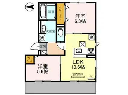 D-ROOM折戸町(2LDK/1階)の間取り写真