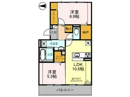 D-ROOM折戸町(2LDK/2階)の間取り写真