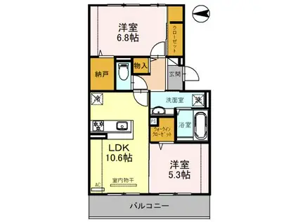 D-ROOM折戸町(2LDK/2階)の間取り写真
