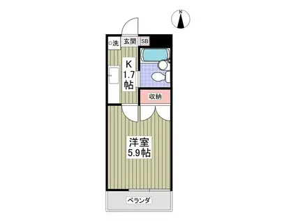 メゾン兵庫塚(1K/2階)の間取り写真