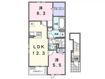 プラーンドルⅩⅦ(2LDK/2階)の間取り写真