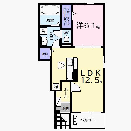 オコナ館山Ⅰ(1LDK/1階)の間取り写真