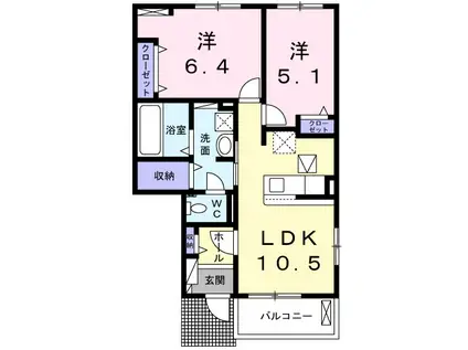 カンパネラⅠ(2LDK/1階)の間取り写真