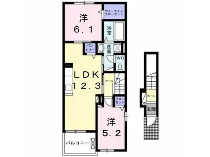 カンパネラⅥ(2LDK/2階)の間取り写真