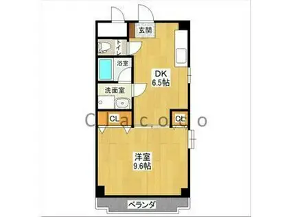 ラ・セゾン大貫(1DK/4階)の間取り写真