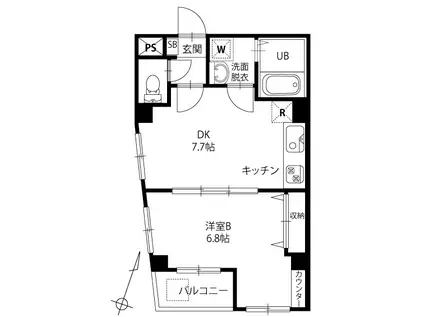 ルシェルクレール(1DK/1階)の間取り写真